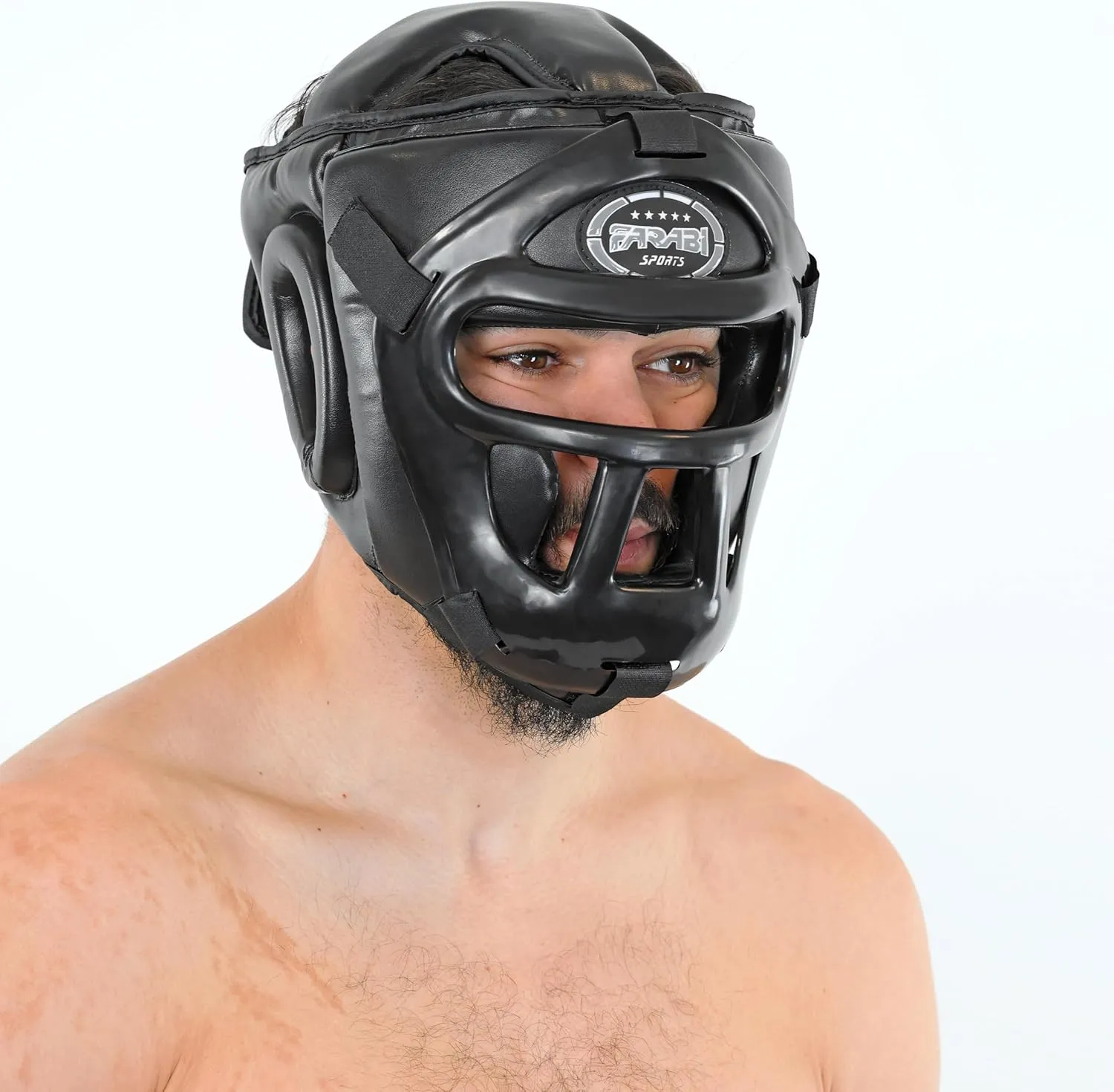 Farabi Sports Boxing Headgear Grill Head Gear MMA Training Kickboxing Sparring Gear Removable Front Bar Grill