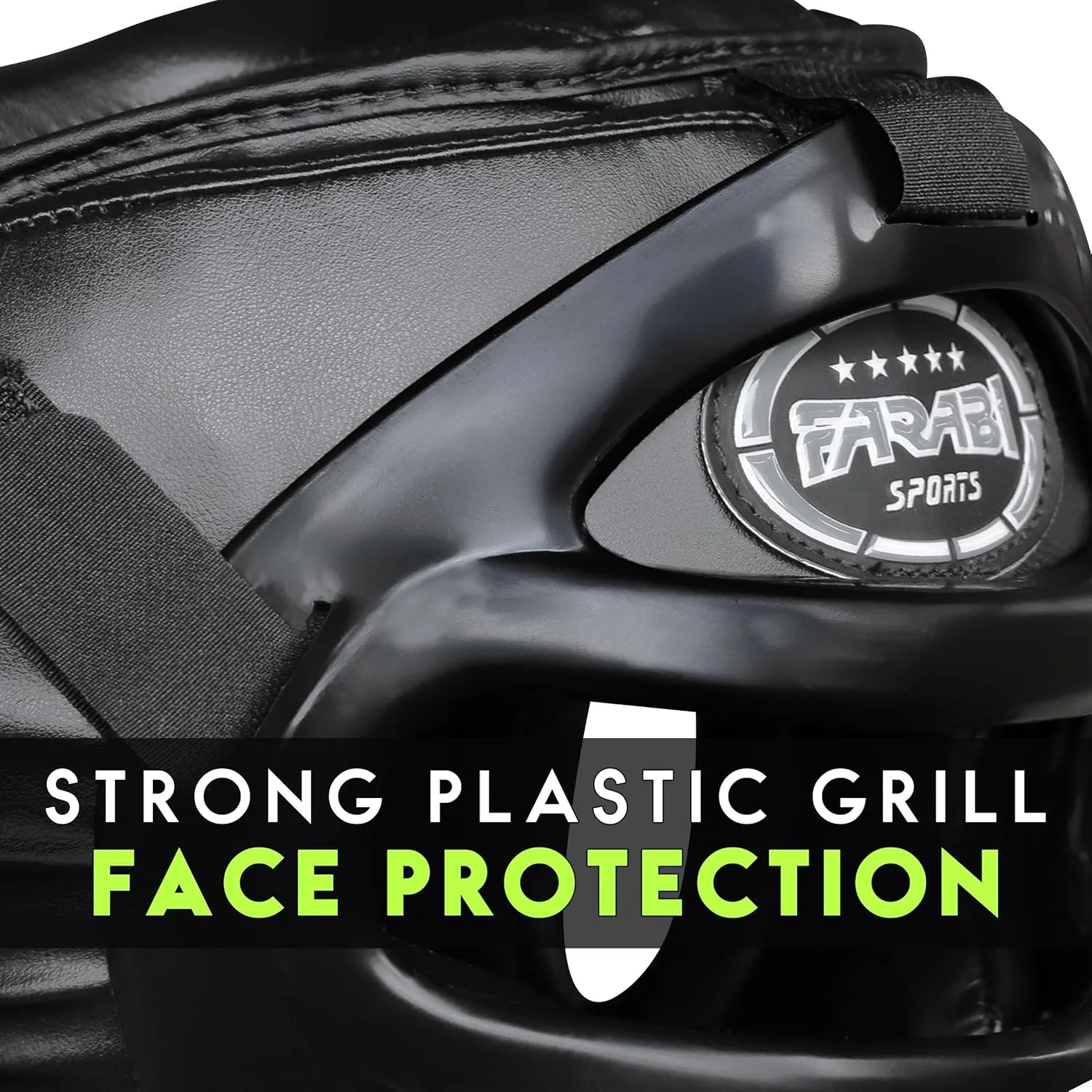 Farabi Sports Boxing Headgear Grill Head Gear MMA Training Kickboxing Sparring Gear Removable Front Bar Grill