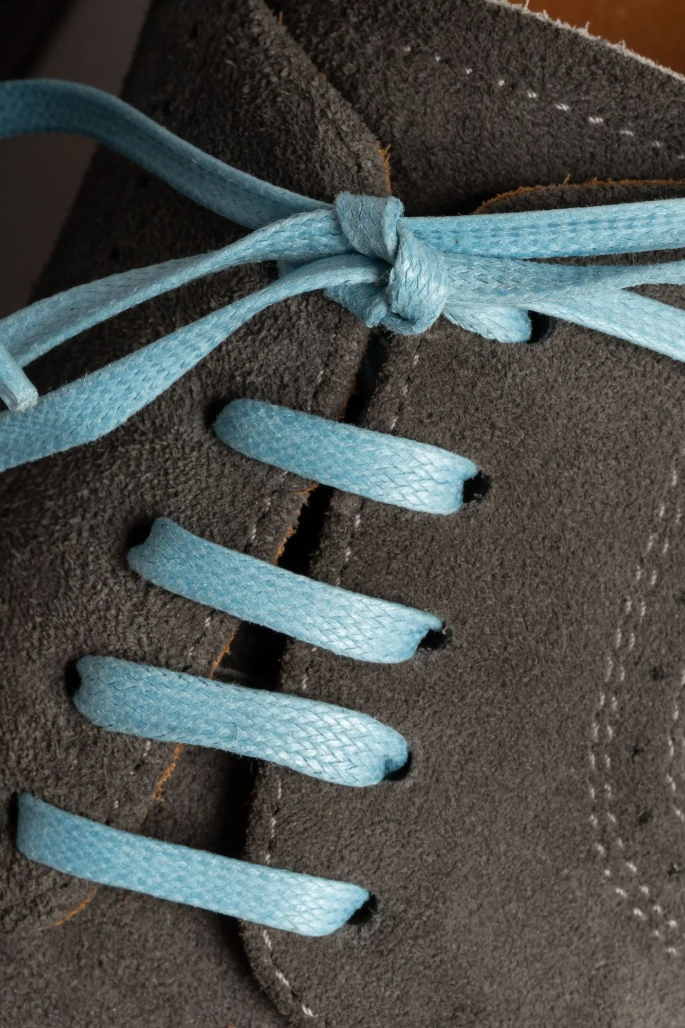 Flat Light Blue Waxed Cotton Shoelaces