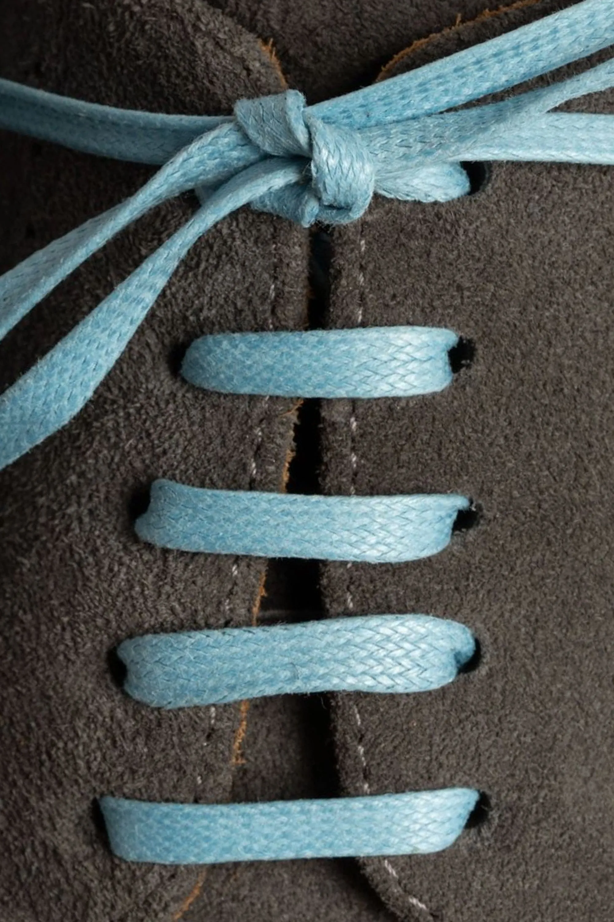 Flat Light Blue Waxed Cotton Shoelaces