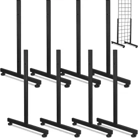Fumete 4 Pairs Wire Grid Display Legs Gridwall T Base Rectangular Tube Leg Wire Wall Support Grid Panel Base Gridwall Accessories for 2 Feet Wall Display or Slatted Panels(Black)