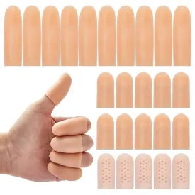Gel Finger Protectors Silicone Fingertips Protection Caps, Cots Fingertip Bandages Band for Finger Arthritis, Cracking Treatment Pain Relief Thumb Protector25 Pcs