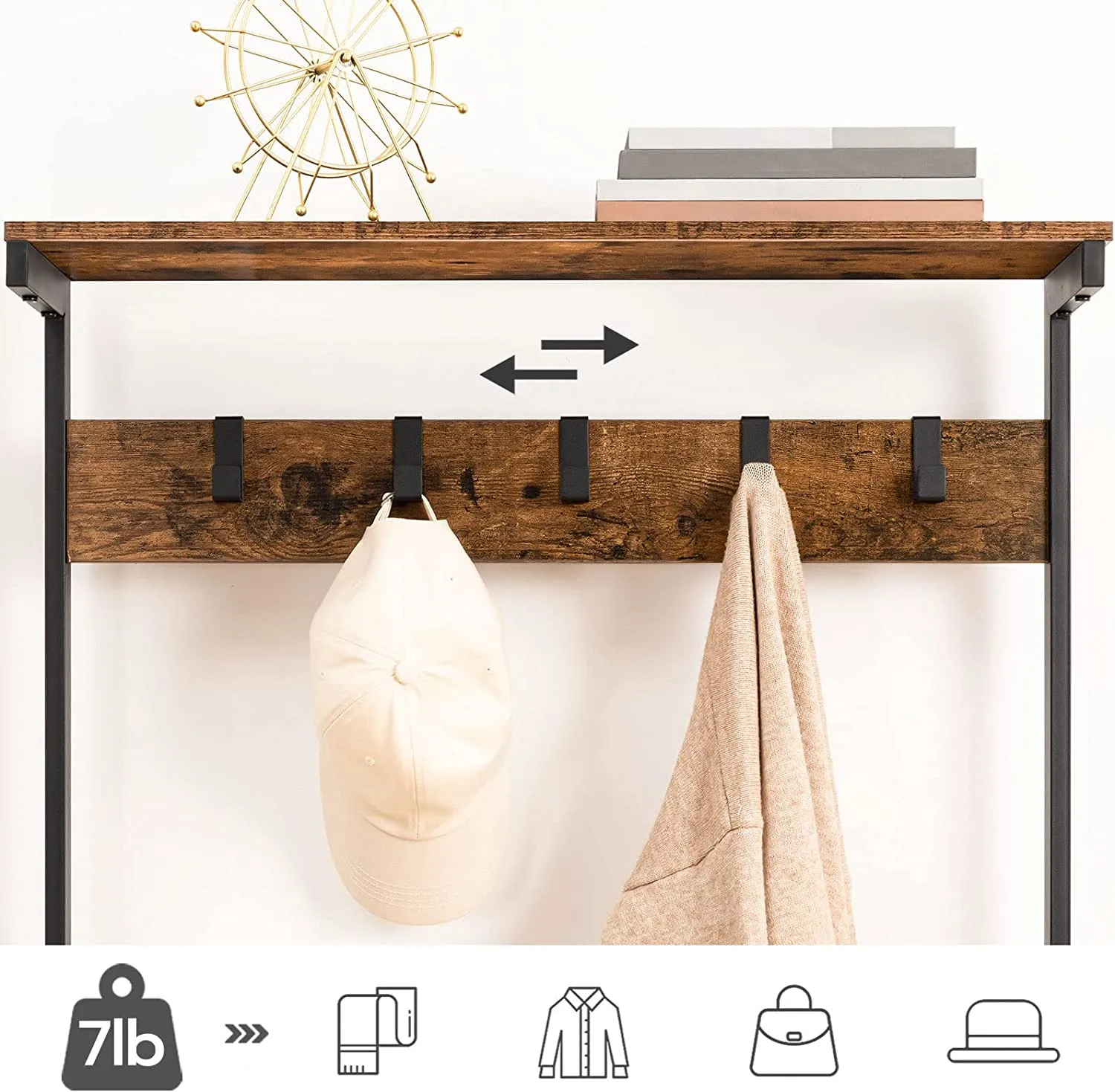 Hall Tree, Coat Rack, Shoe Rack, 5-tier Freestanding shelf, Shoe Storage