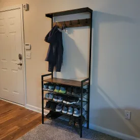 Hall Tree, Coat Rack, Shoe Rack, 5-tier Freestanding shelf, Shoe Storage