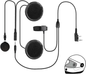 Helmet Microphone Kit, 2 PIN Full Face Motorcyle Earpiece Hedset for Kenwood, BaoFeng, Retevis Two Way Radio Walkie Talkie