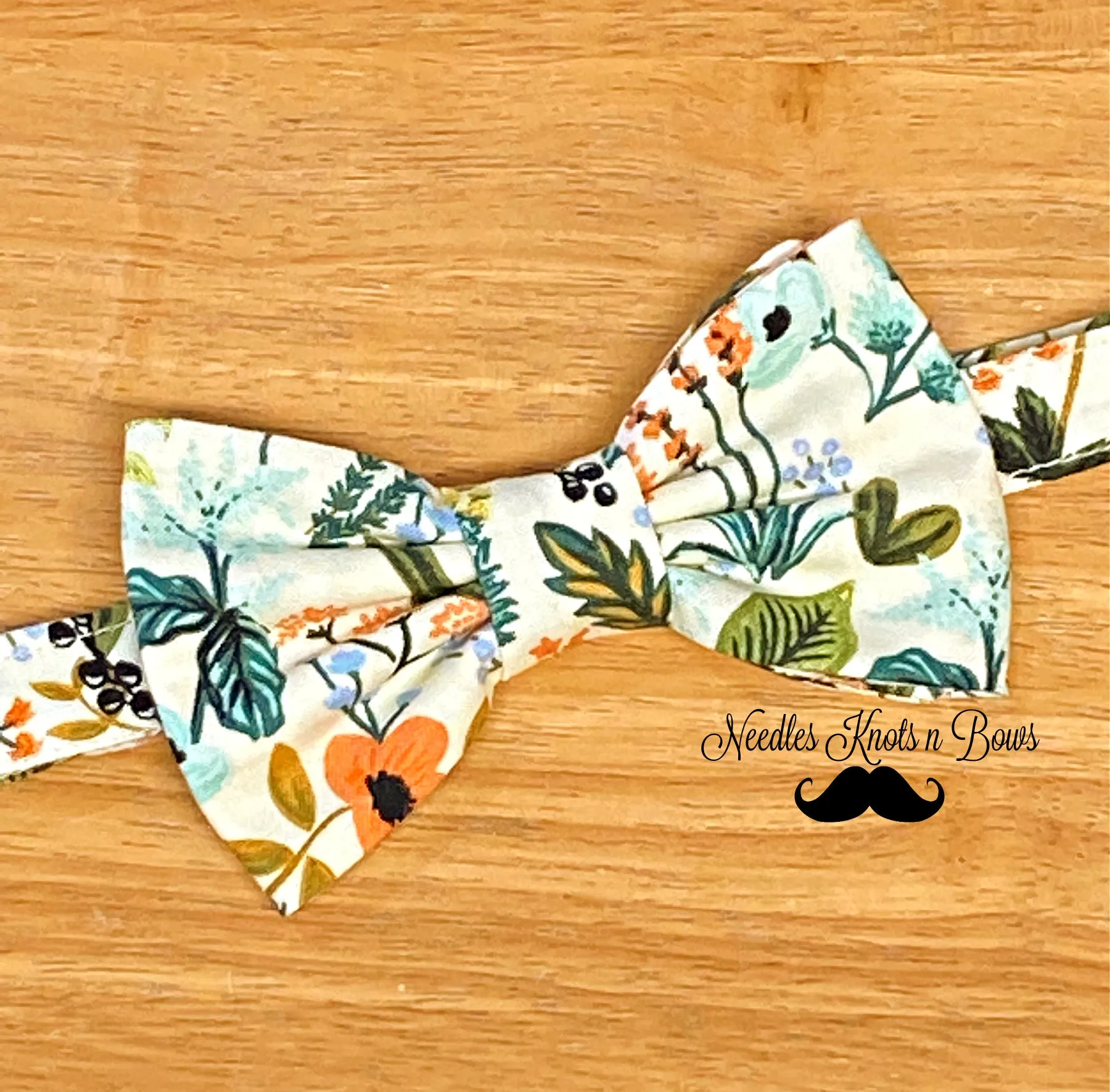 Herb Garden Natural Floral Pre Tied Bow Tie