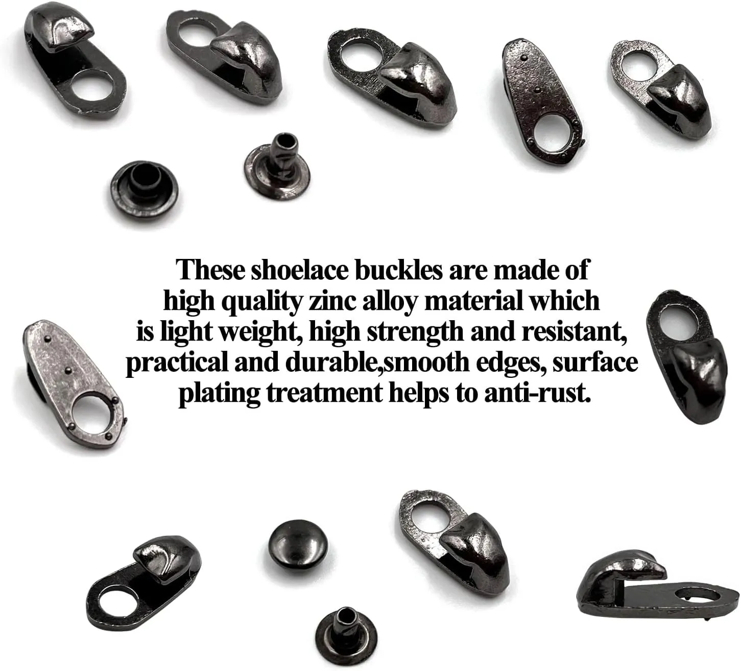 honigo 12 Sets Shoe Lace Hooks Gun Alloy Shoelace Buckles Boot Hooks with Rivets for Repair/Camp/Hike/Climb Accessories Black