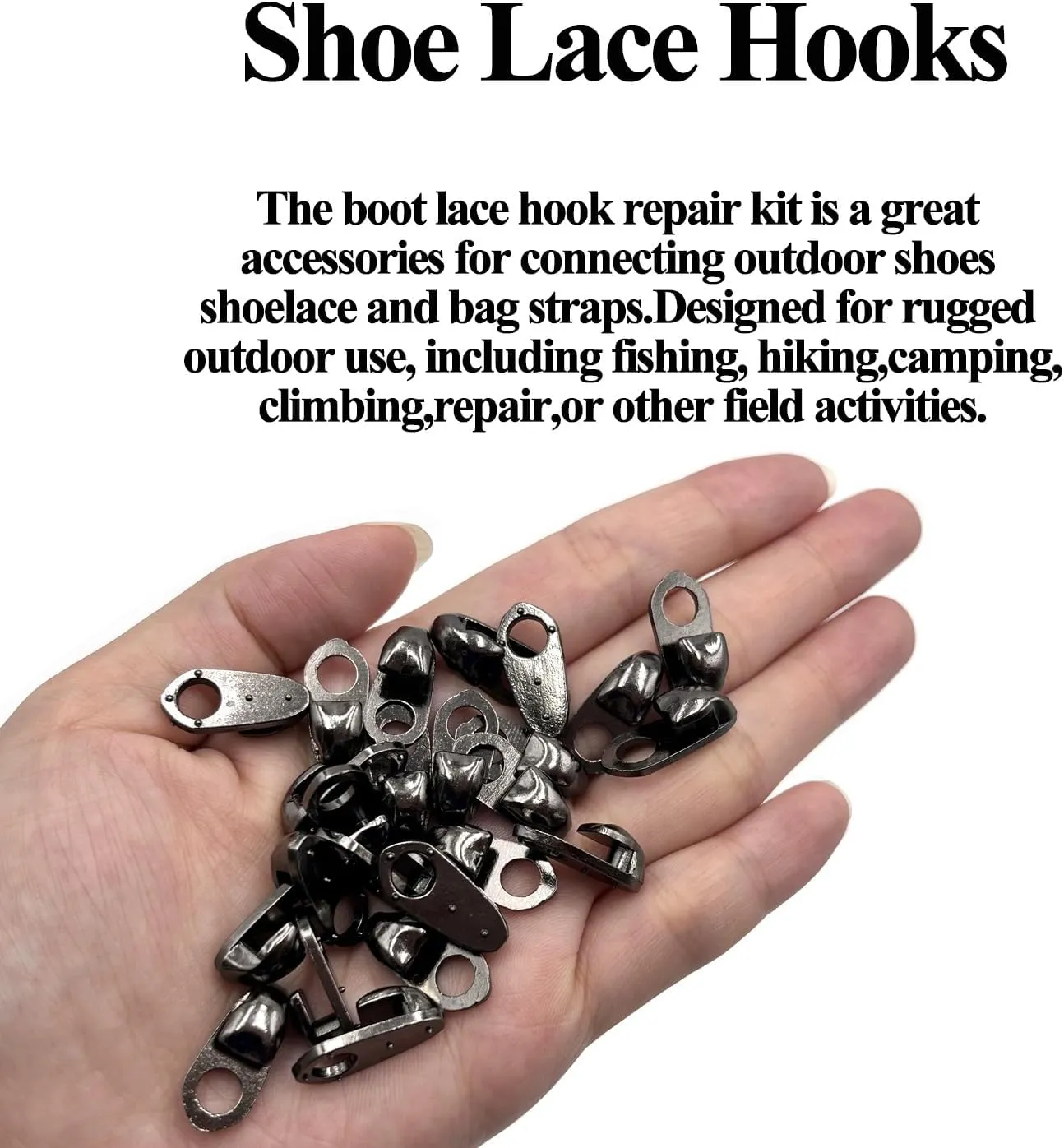 honigo 12 Sets Shoe Lace Hooks Gun Alloy Shoelace Buckles Boot Hooks with Rivets for Repair/Camp/Hike/Climb Accessories Black
