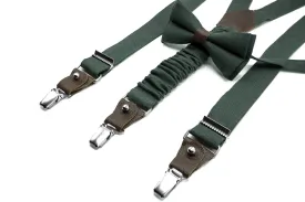 Hunter Green Bow Tie & Suspender Set - Men's, Boys', Toddler's Bow Ties and Suspenders, Baby Bow Tie, Wedding Accessories