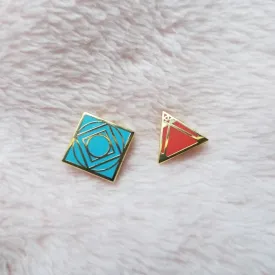 Jedi and Sith holocron mini pins and stud earrings