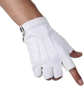 JISEN Men PU Leather Punk Half Finger Snap Performance Gloves