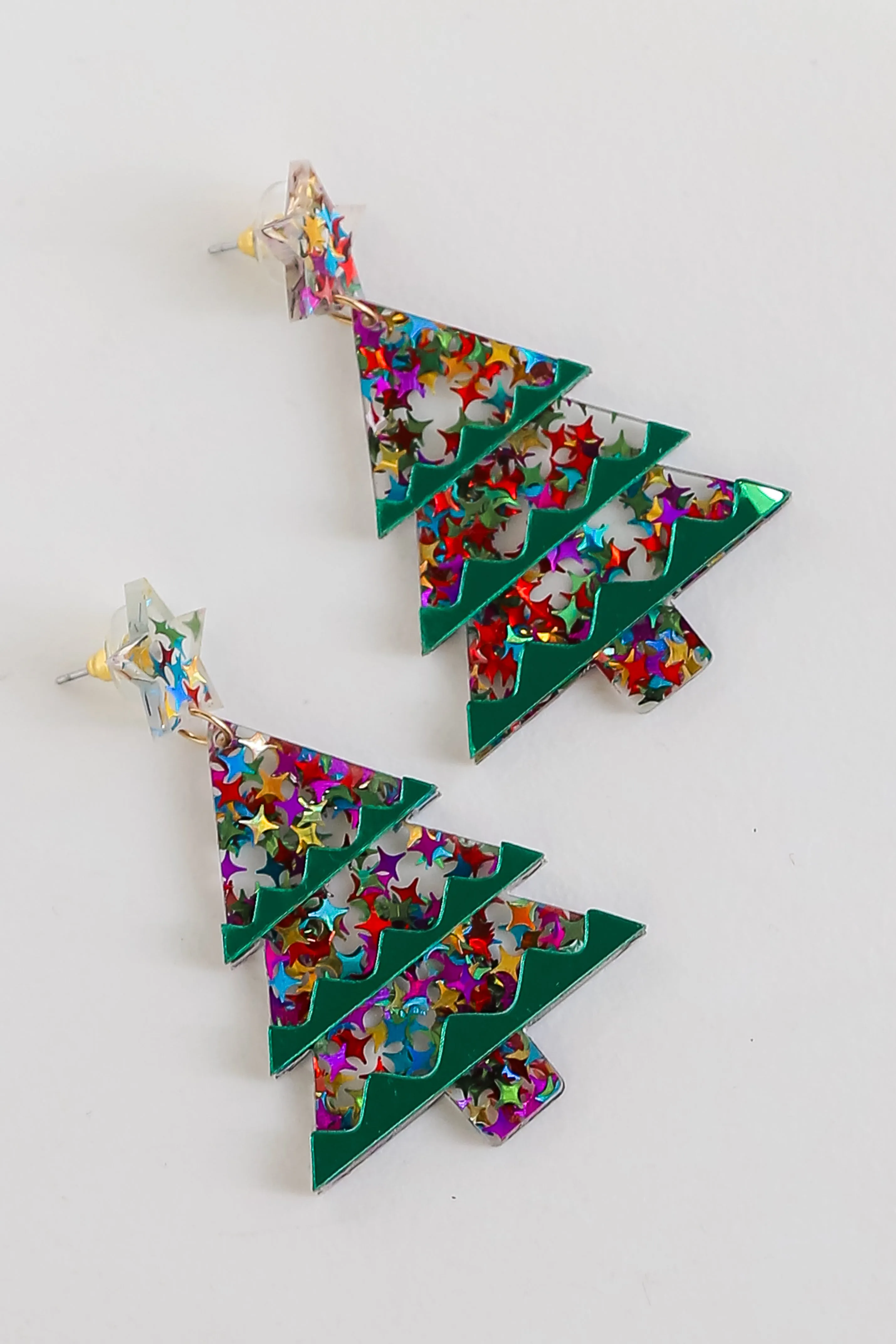 Joy Christmas Tree Drop Earrings