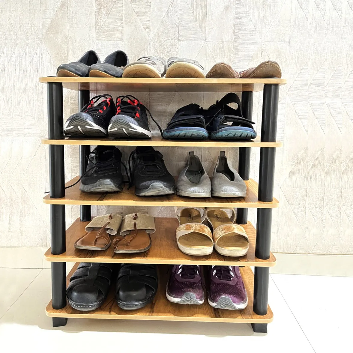Kawachi Multipurpose Wooden Display Kitchen Storage Shelves Shoe Rack Organizer with Utility Storage Stand-KW86 - Beige
