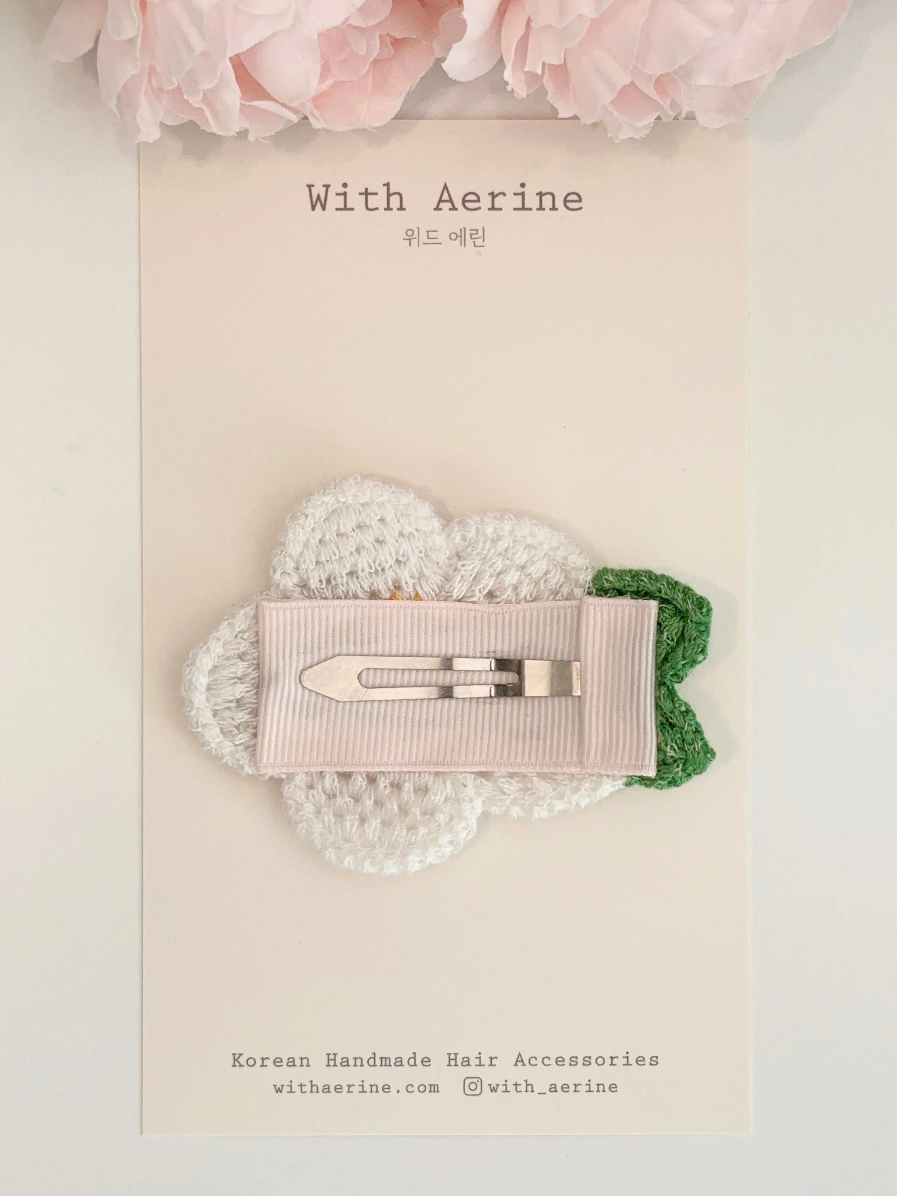 Knit Flower Snap Clip / Single Item