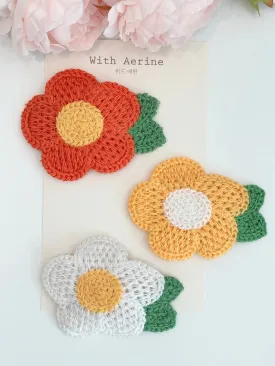 Knit Flower Snap Clip / Single Item