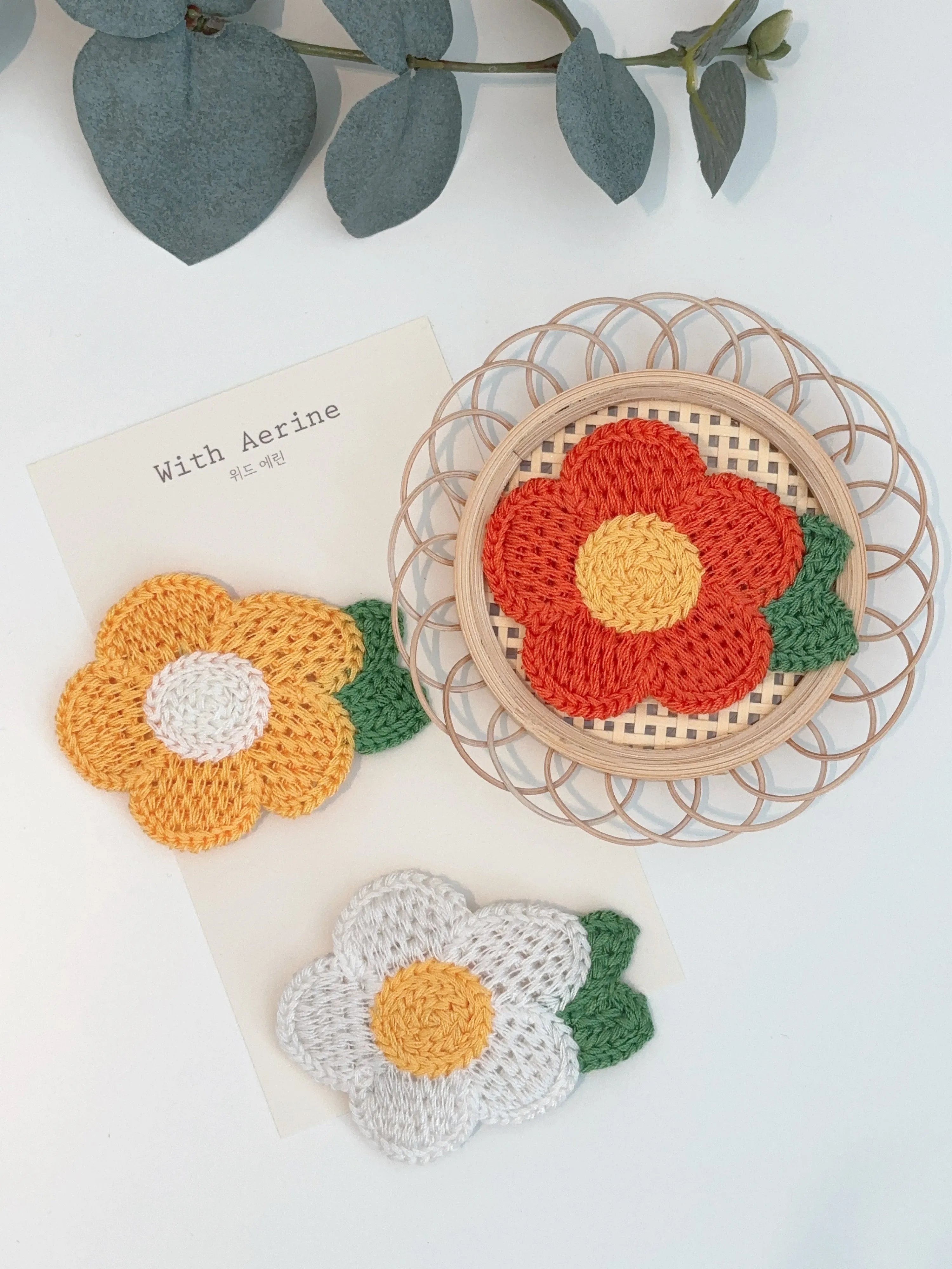 Knit Flower Snap Clip / Single Item