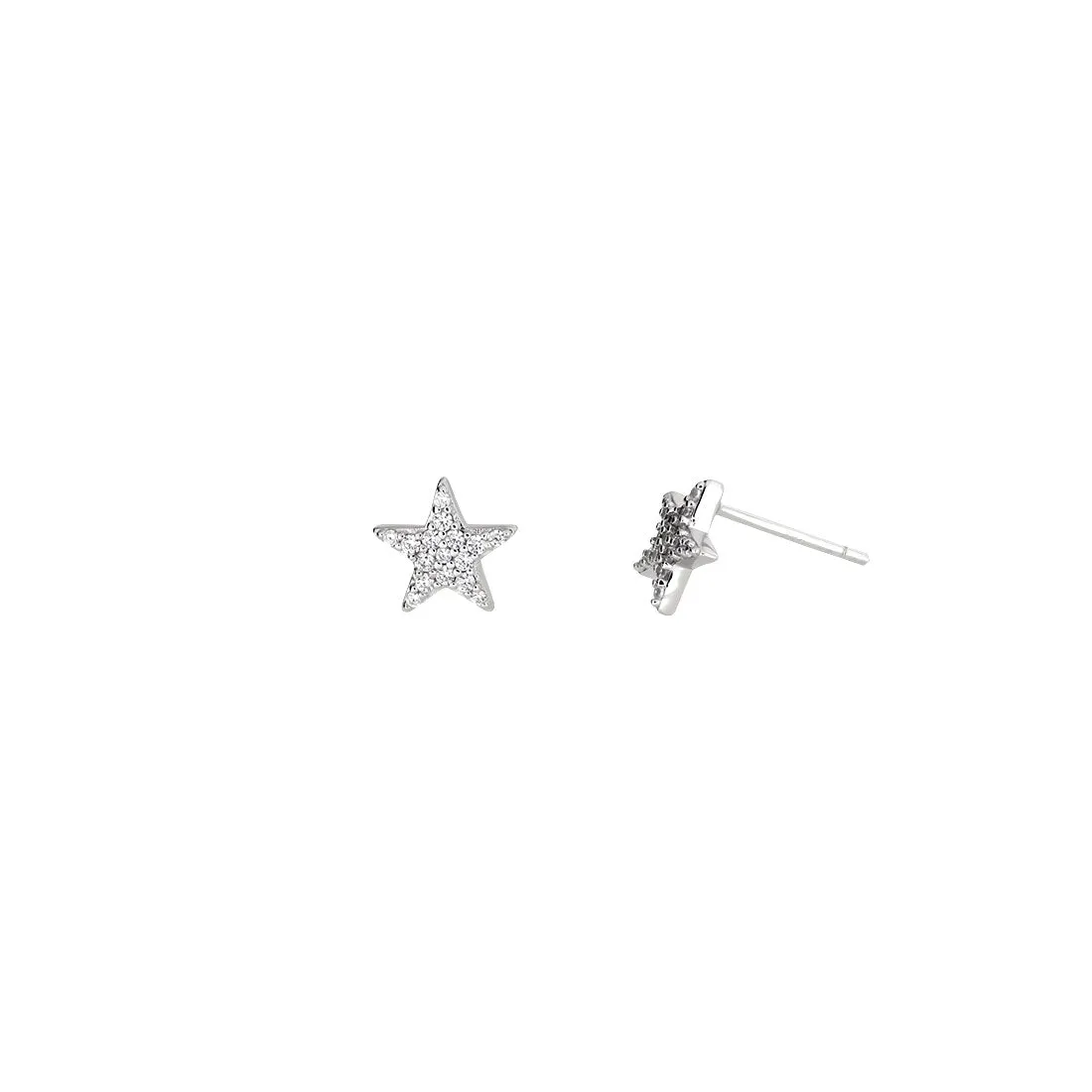 Little Pavé Star Stud Earrings - Silver