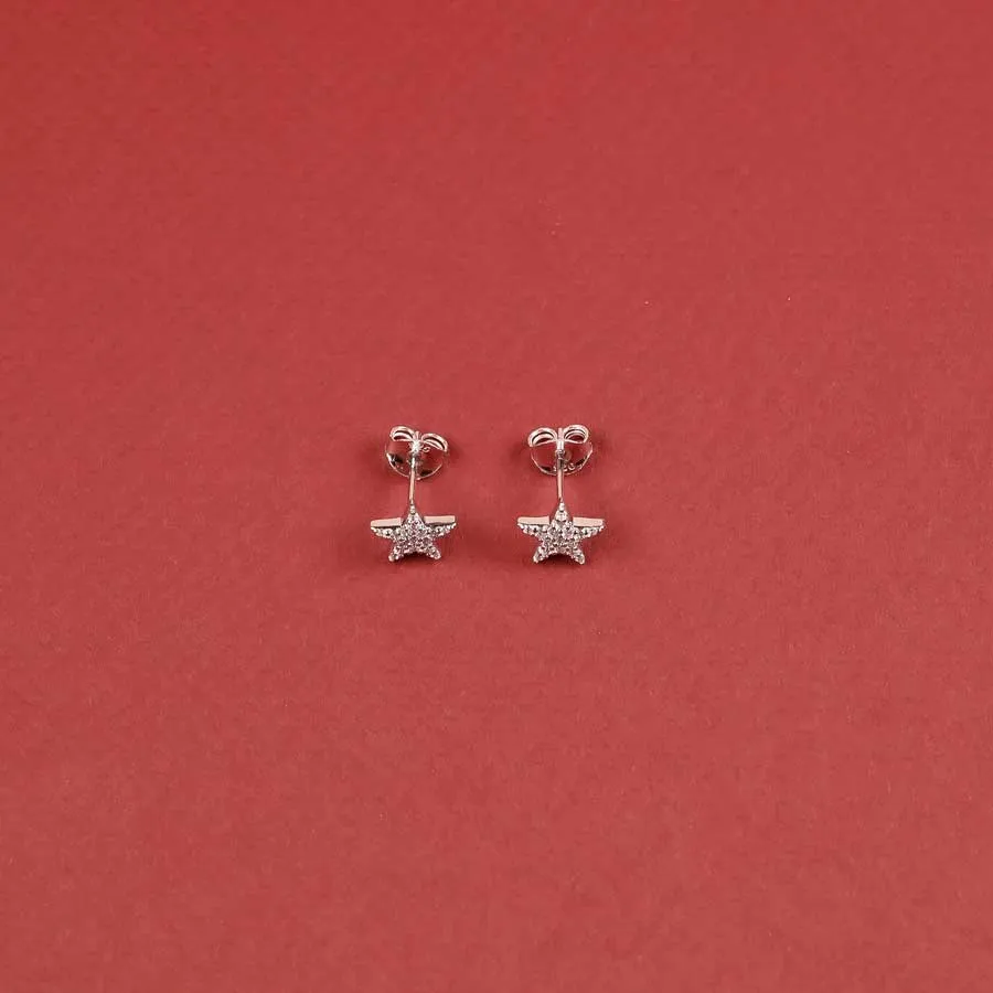 Little Pavé Star Stud Earrings - Silver