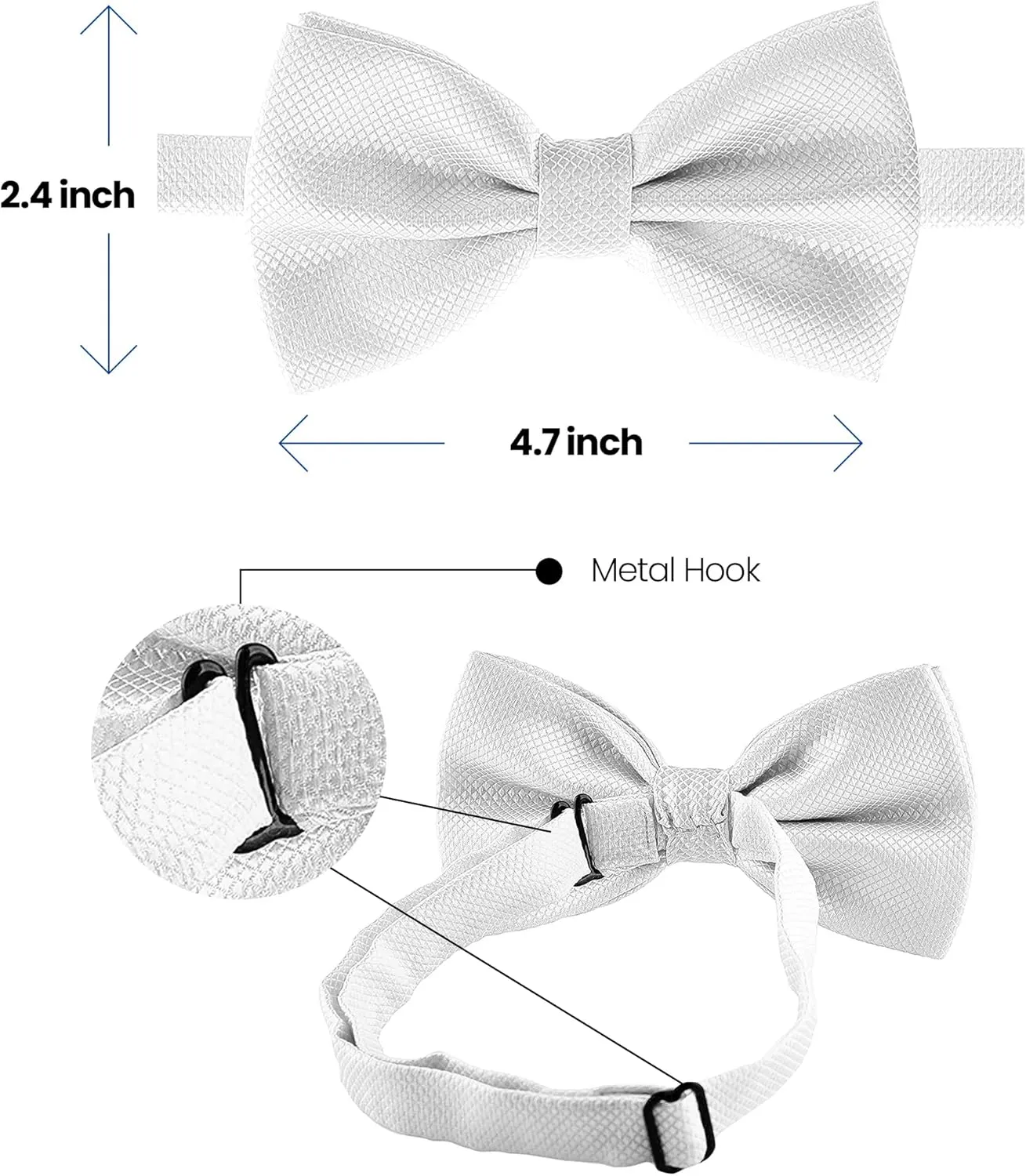 Man of Men Bow Ties for Men Pre-Tied Formal Tuxedo Bowtie - Adjustable Length - Huge Variety Colors Available
