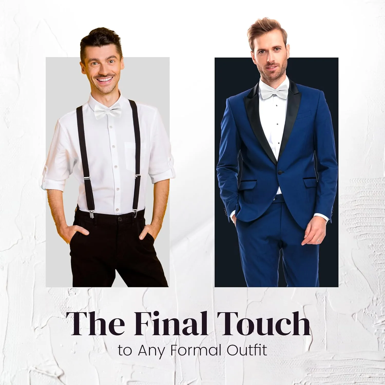 Man of Men Bow Ties for Men Pre-Tied Formal Tuxedo Bowtie - Adjustable Length - Huge Variety Colors Available