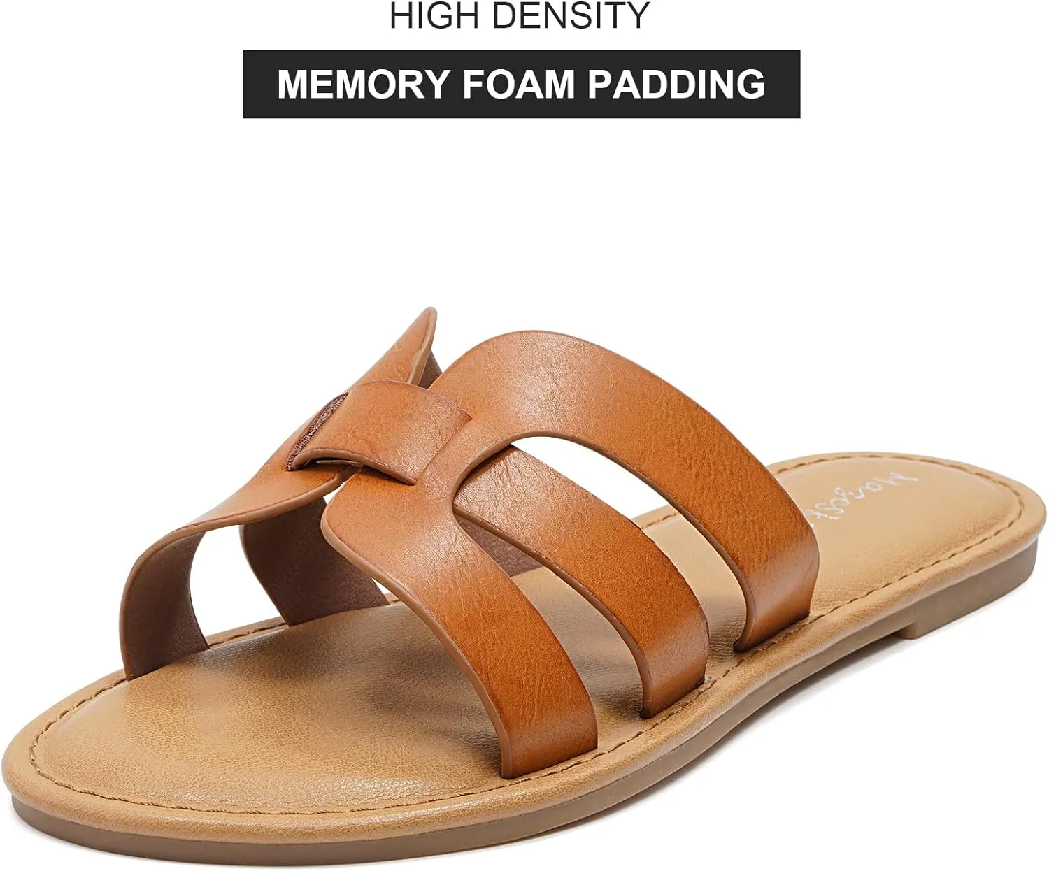 mazeskin Womens Memory Foam H-Band Summer Dressy Flat Slide Sandals