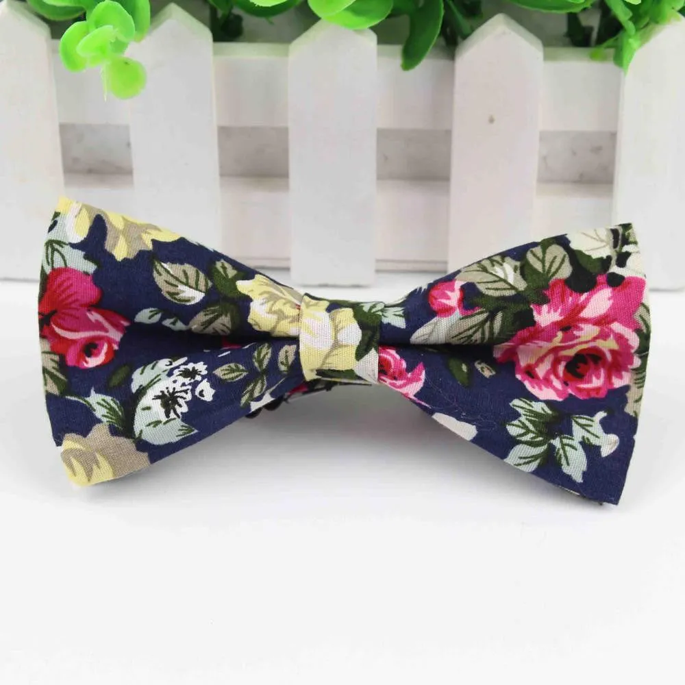 Mens Bow Tie Flexible Bowtie Smooth Necktie Soft Cotton Butterfly Decorative Pattern Paisley Flower Ties