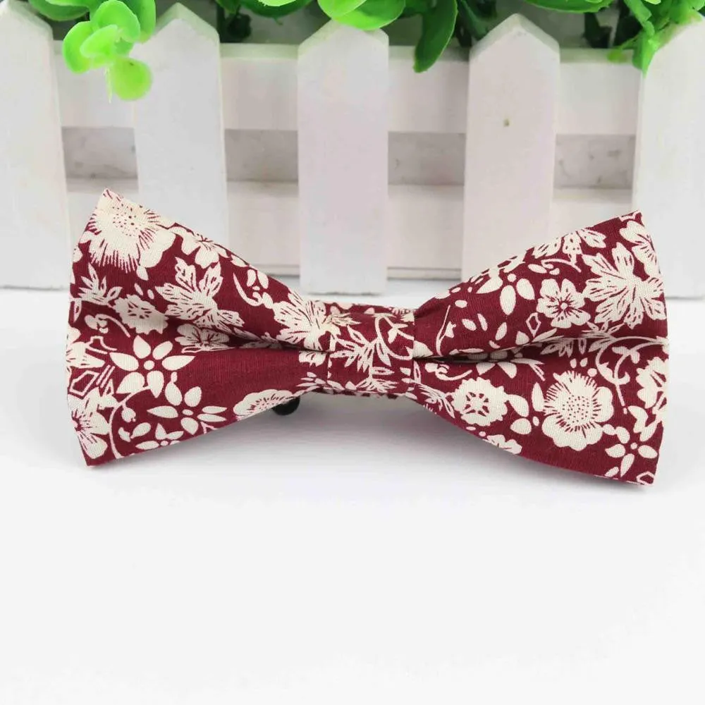 Mens Bow Tie Flexible Bowtie Smooth Necktie Soft Cotton Butterfly Decorative Pattern Paisley Flower Ties