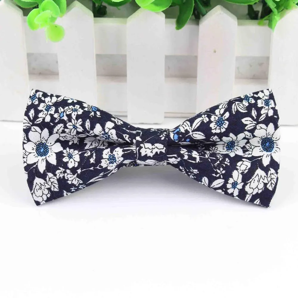 Mens Bow Tie Flexible Bowtie Smooth Necktie Soft Cotton Butterfly Decorative Pattern Paisley Flower Ties