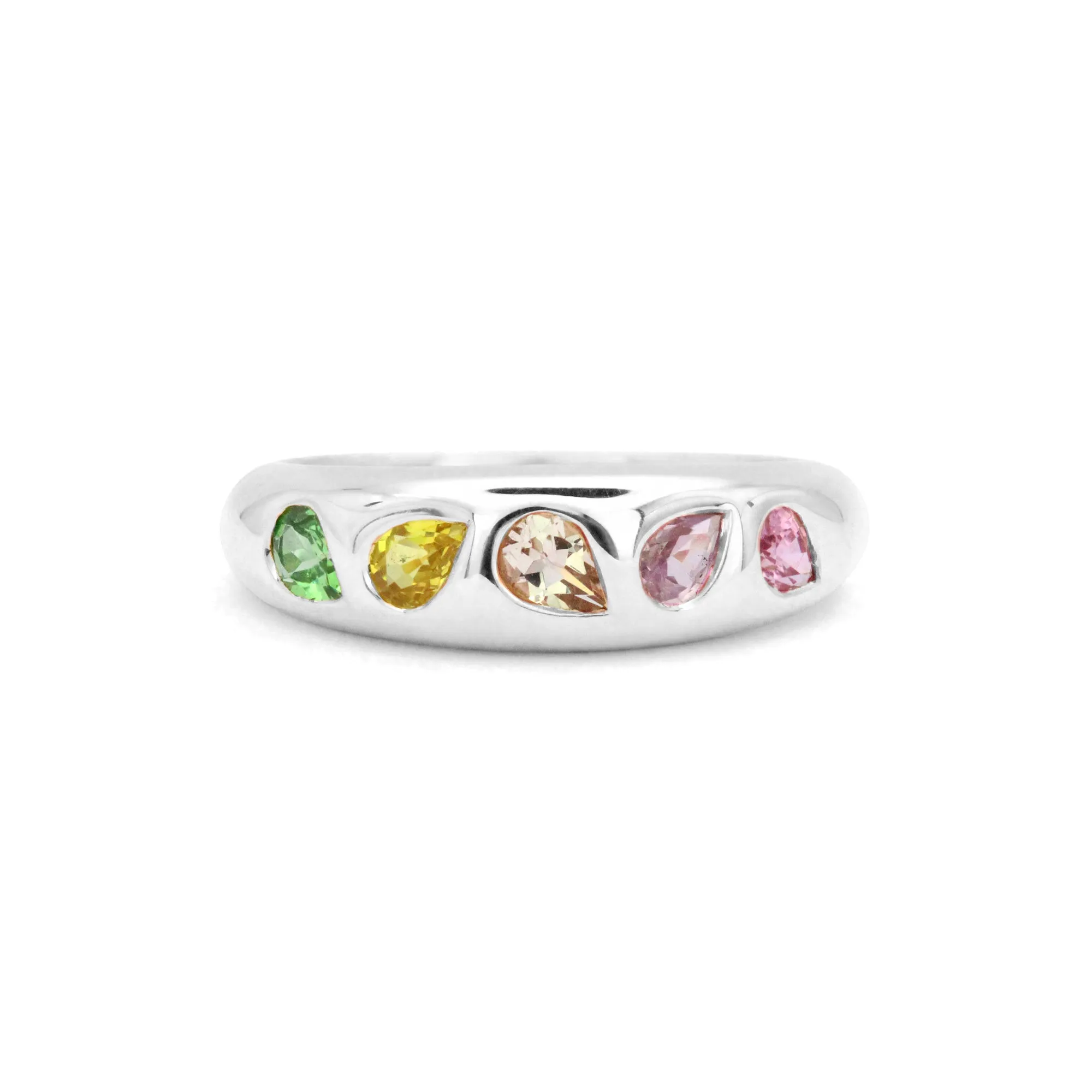 Mosaic 18K Gemstone Gypsy Ring