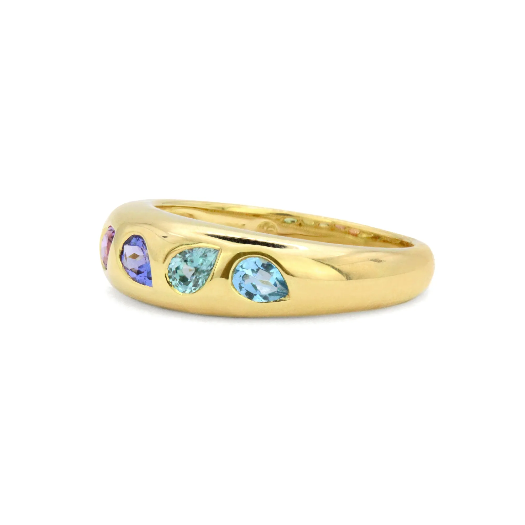 Mosaic 18K Gemstone Gypsy Ring