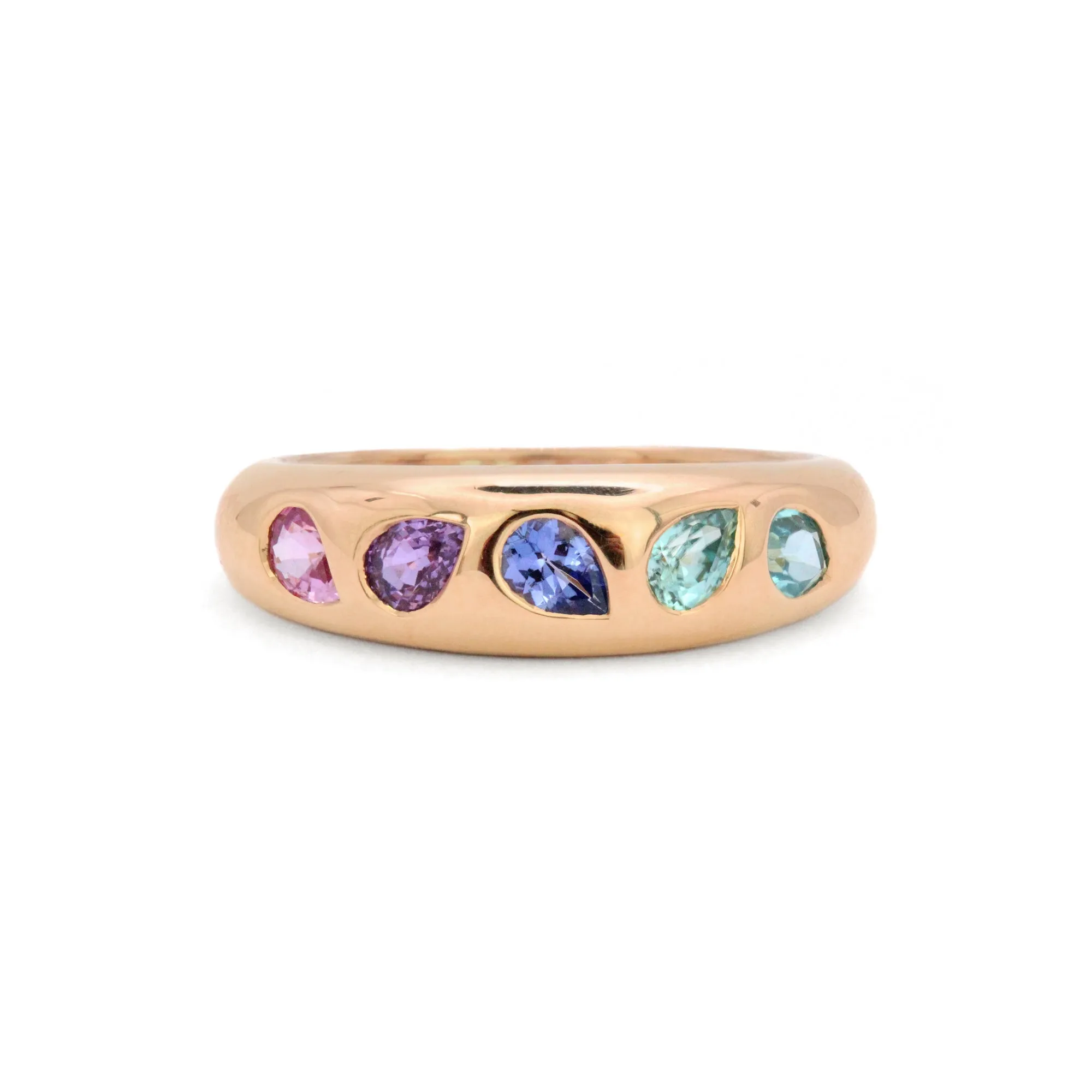 Mosaic 18K Gemstone Gypsy Ring