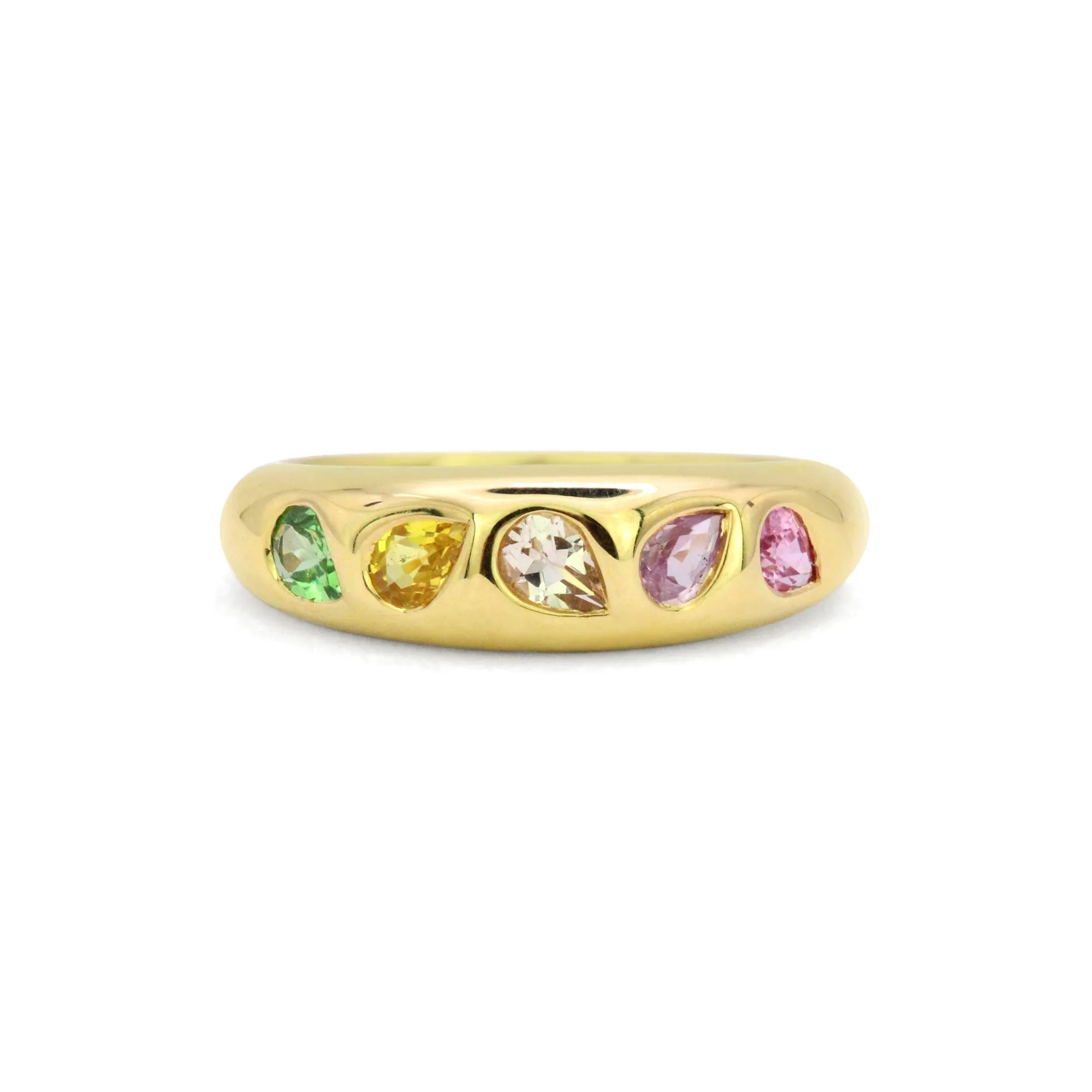 Mosaic 18K Gemstone Gypsy Ring