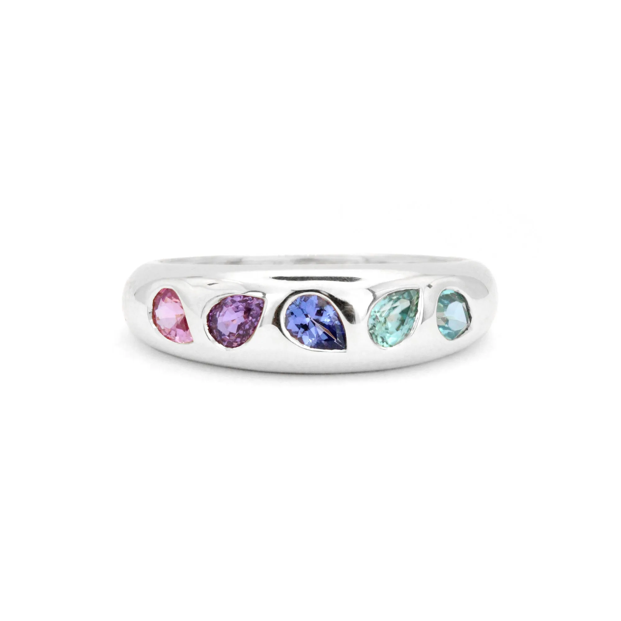 Mosaic 18K Gemstone Gypsy Ring