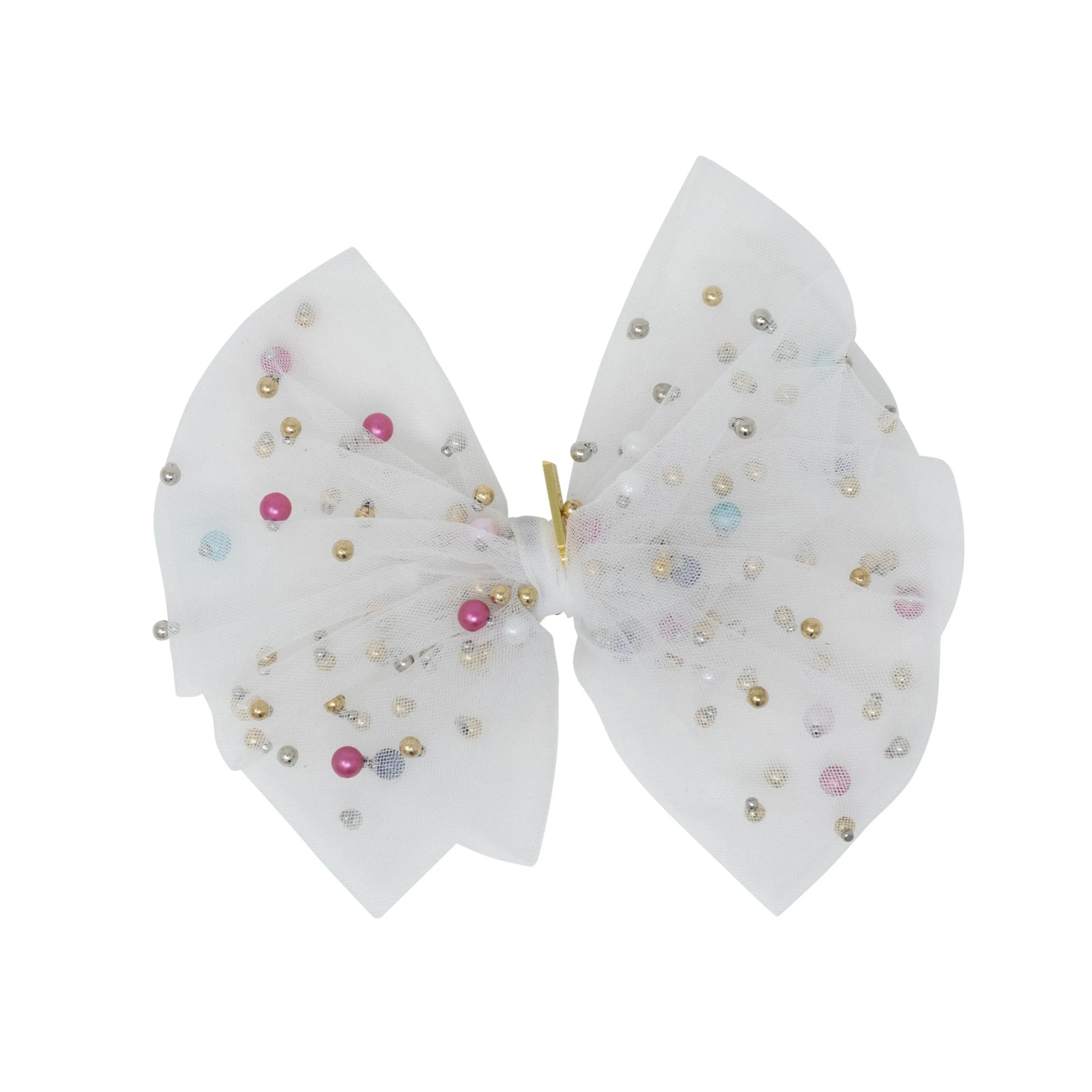 Multicolored Pearly Tulle Large Hairpin
