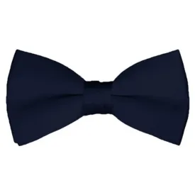 New Solid Satin Pretied Bow Ties - Navy