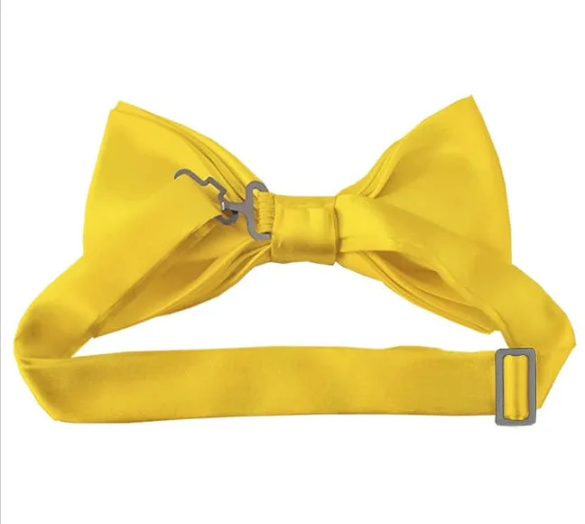 New Solid Satin Pretied Bow Ties - Navy