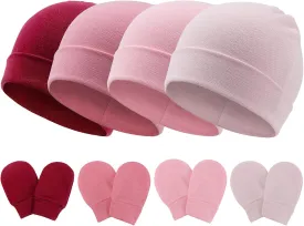 Newborn Baby Hats and Mittens Set Infant Beanie Cap Toddler Gloves Newborn Hospital Hats for Baby Boy Girl Kid 0-6 Months