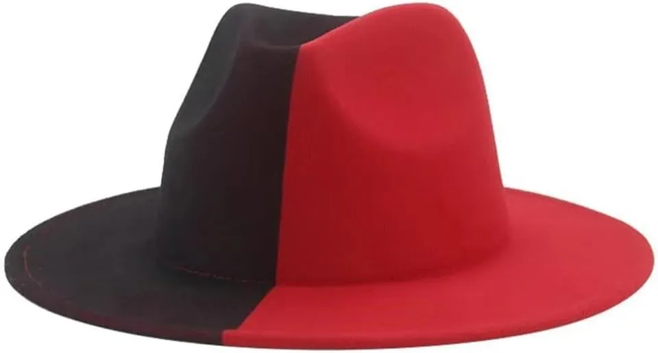 Patchwork Chain Fedoras Hat Unisex Church Hat Wide Brim Party Gradient Jazz Top Hat