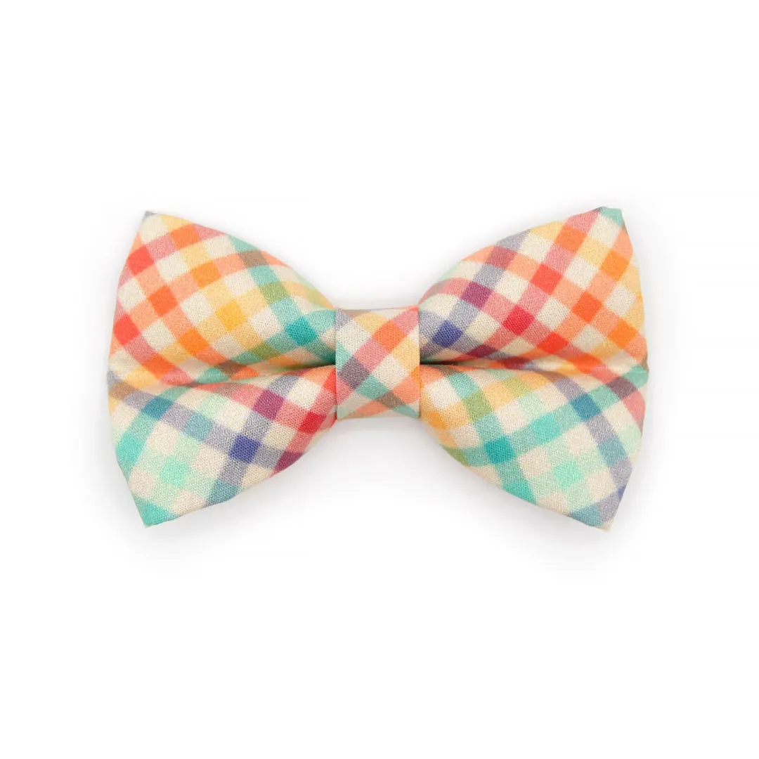 Pet Bow Tie - "Golden Hour" - Rainbow Plaid Cat Bow Tie / Easter, Spring, Summer, Fall / For Cats   Small Dogs (One Size)