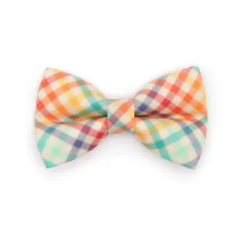 Pet Bow Tie - "Golden Hour" - Rainbow Plaid Cat Bow Tie / Easter, Spring, Summer, Fall / For Cats   Small Dogs (One Size)