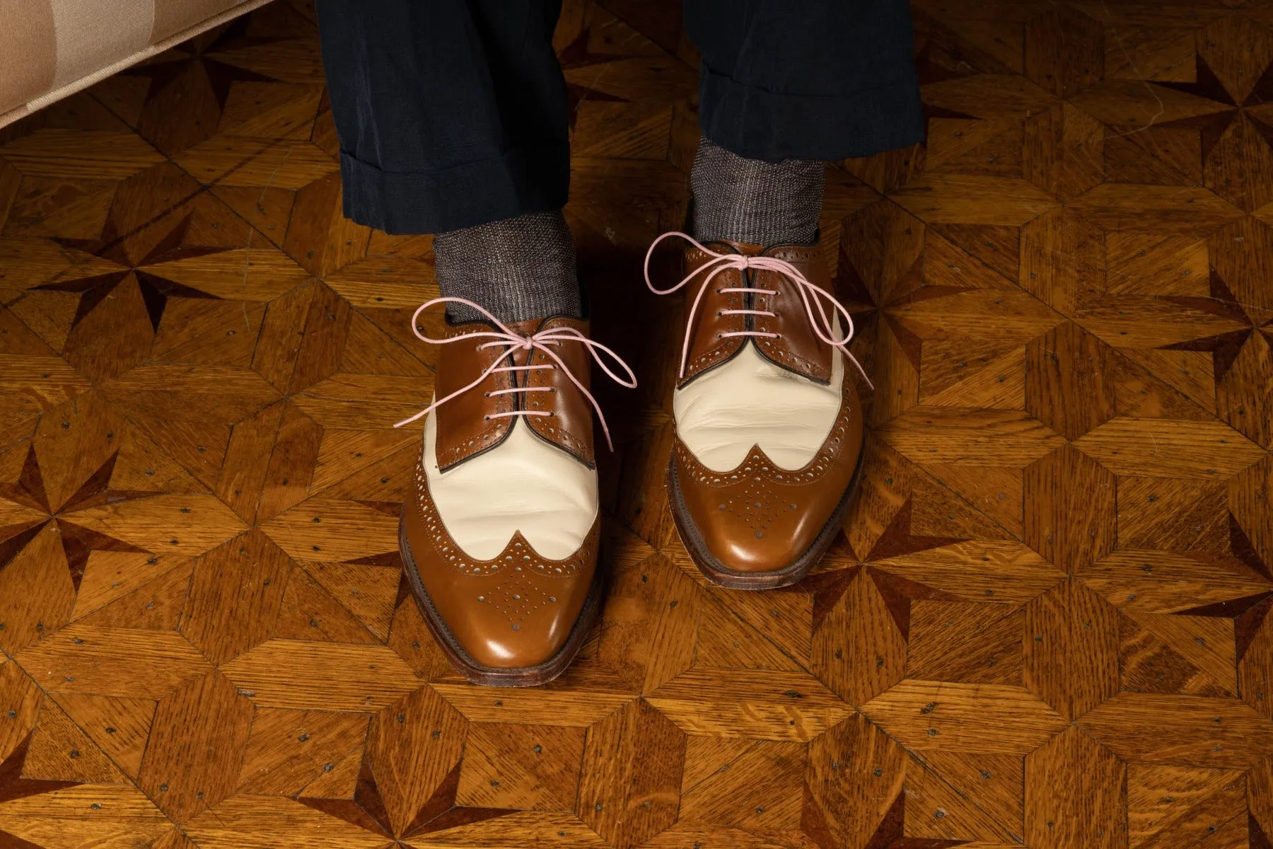 Round Pale Pink Waxed Cotton Shoelaces