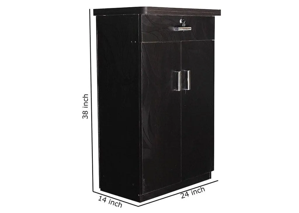 S -Textured 2 Door Shoe Rack In Dark Brown