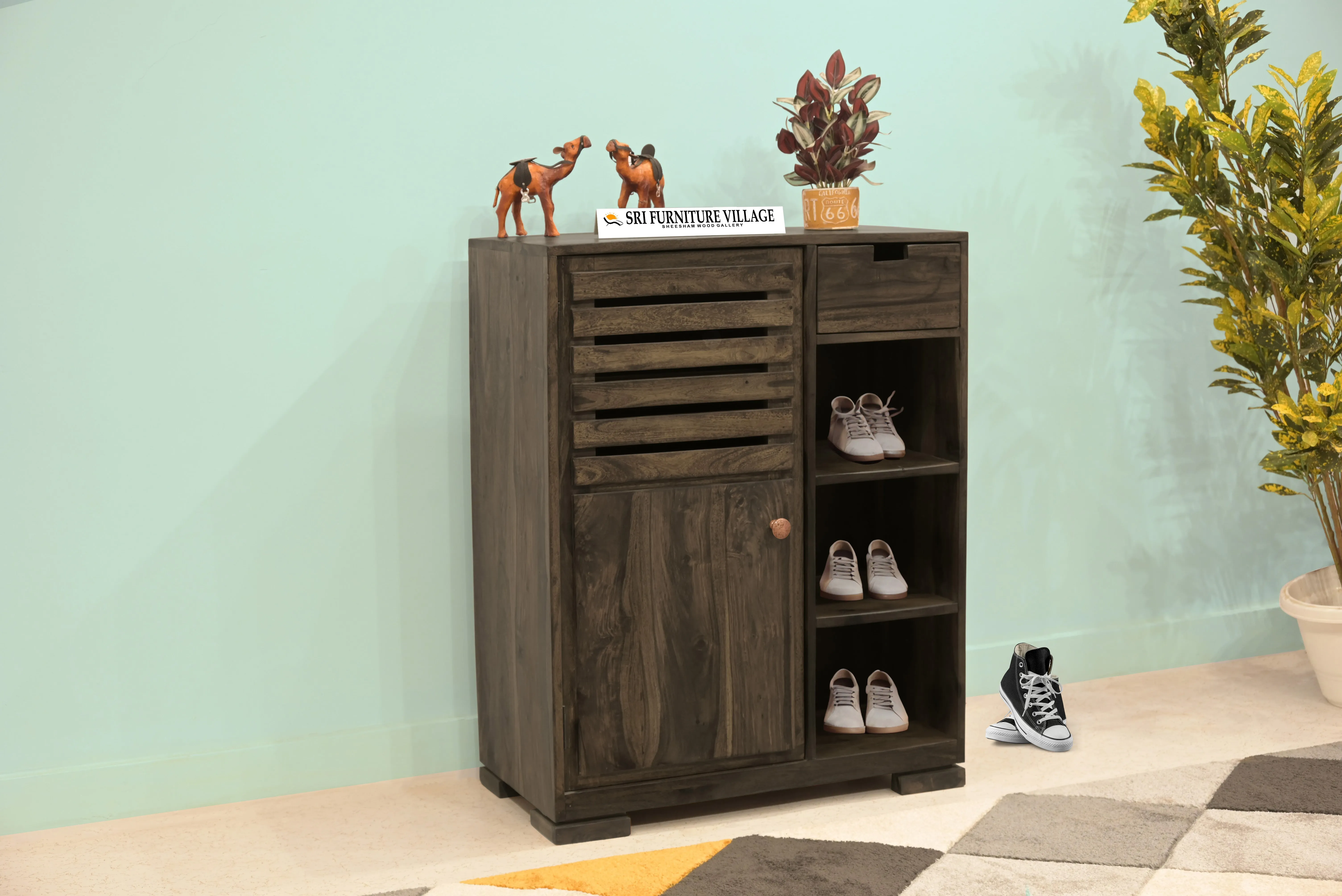 Sheesham Wood Alex Shoes Rack (Natural Finish) - VH1002