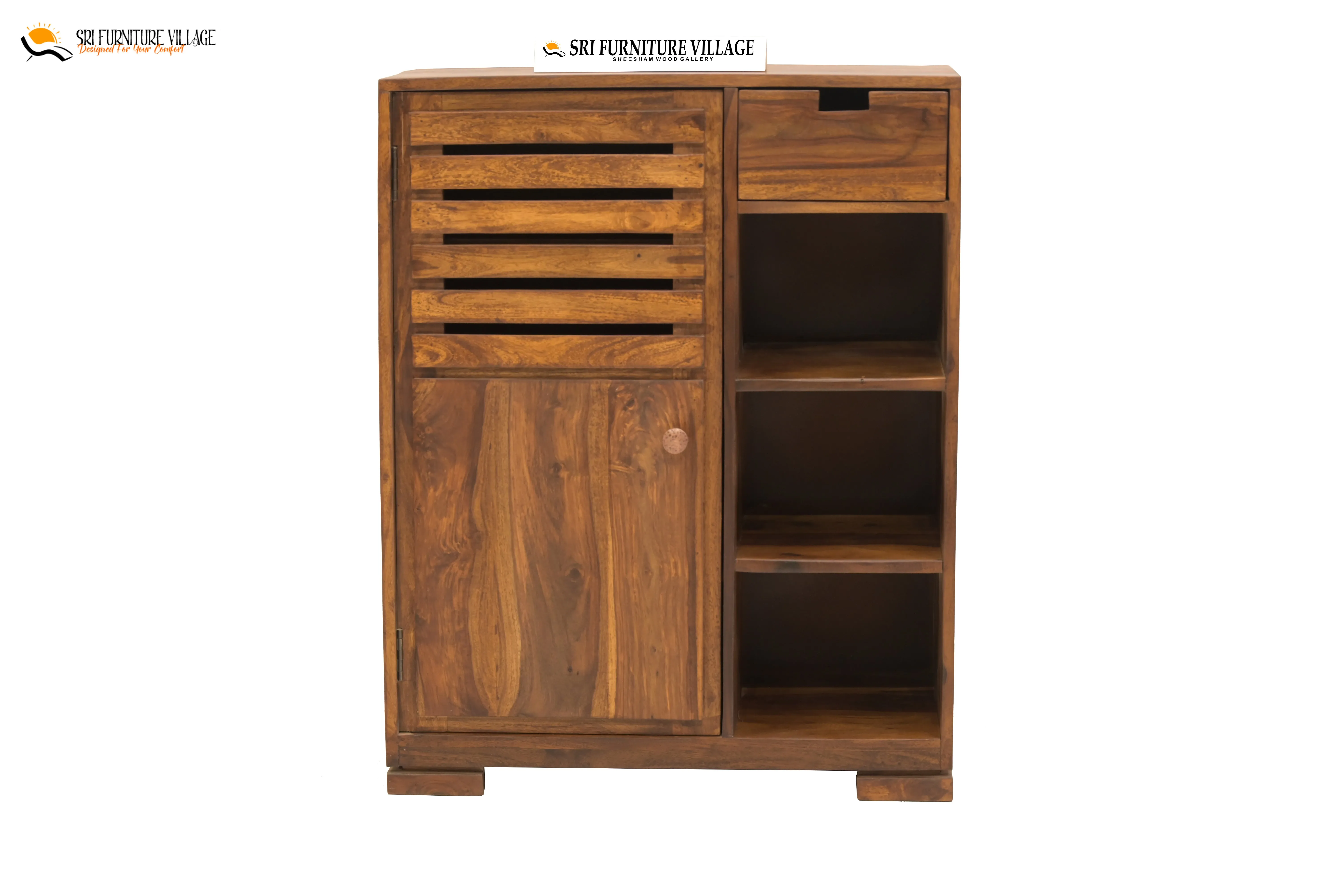 Sheesham Wood Alex Shoes Rack (Natural Finish) - VH1002
