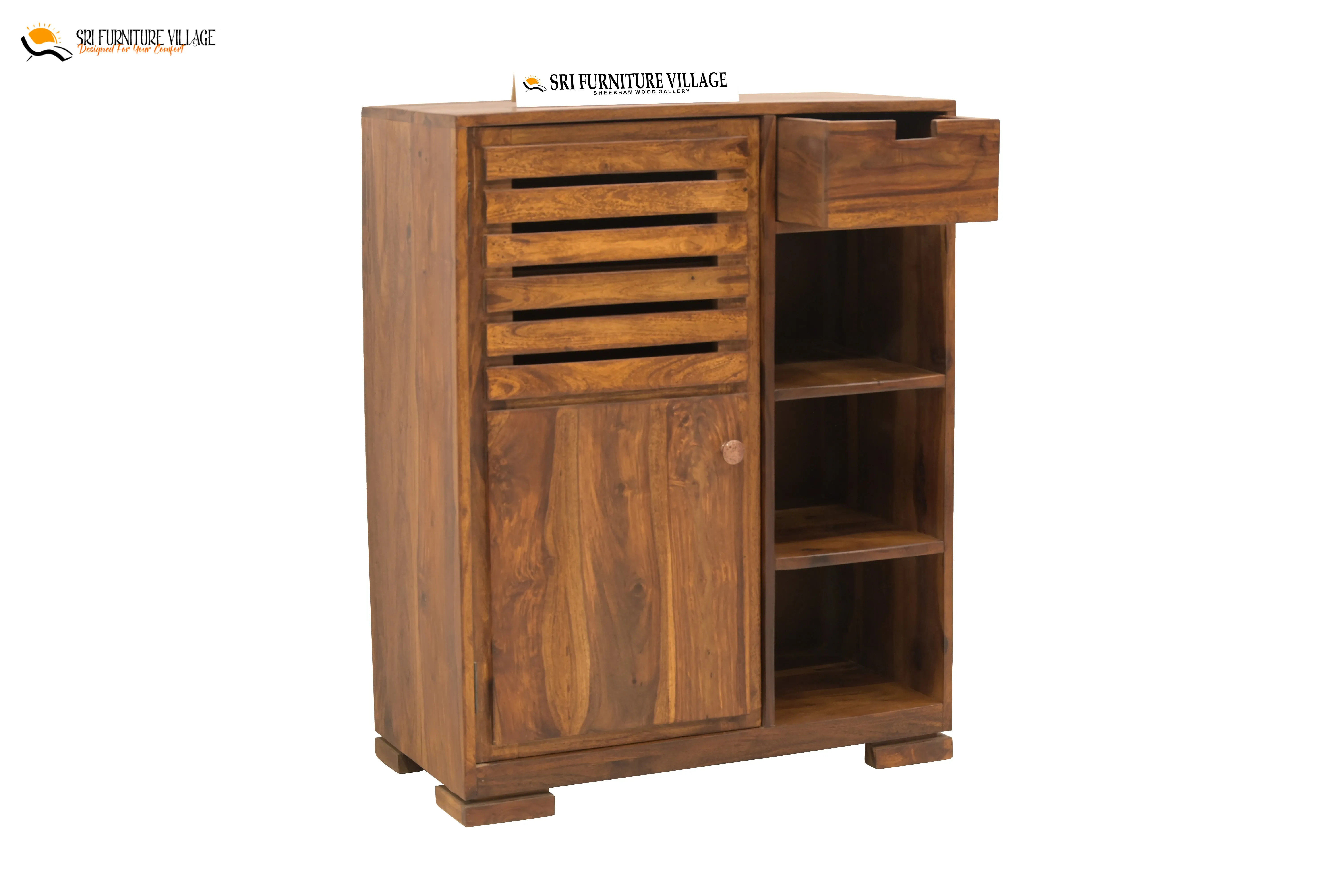 Sheesham Wood Alex Shoes Rack (Natural Finish) - VH1002