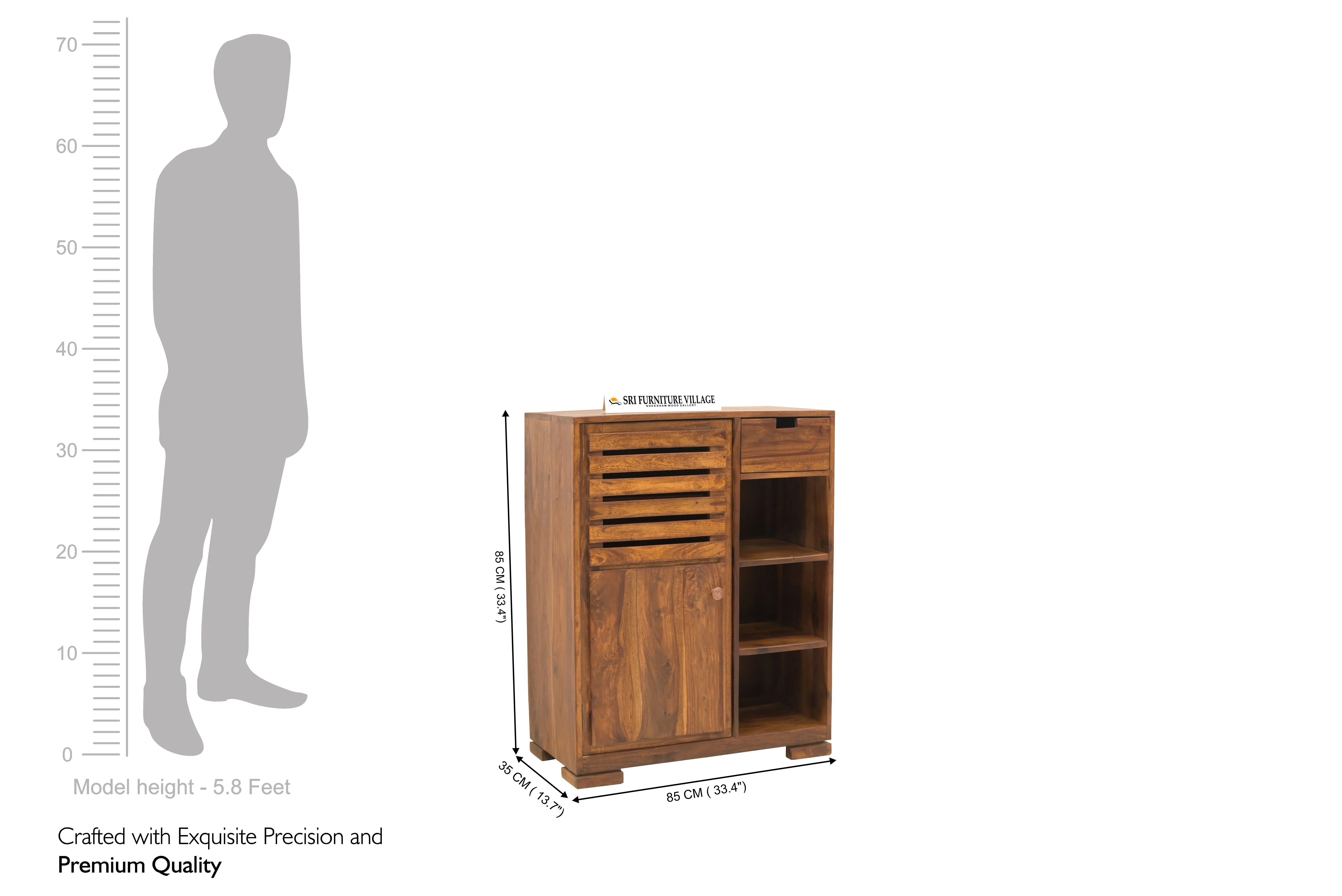 Sheesham Wood Alex Shoes Rack (Natural Finish) - VH1002