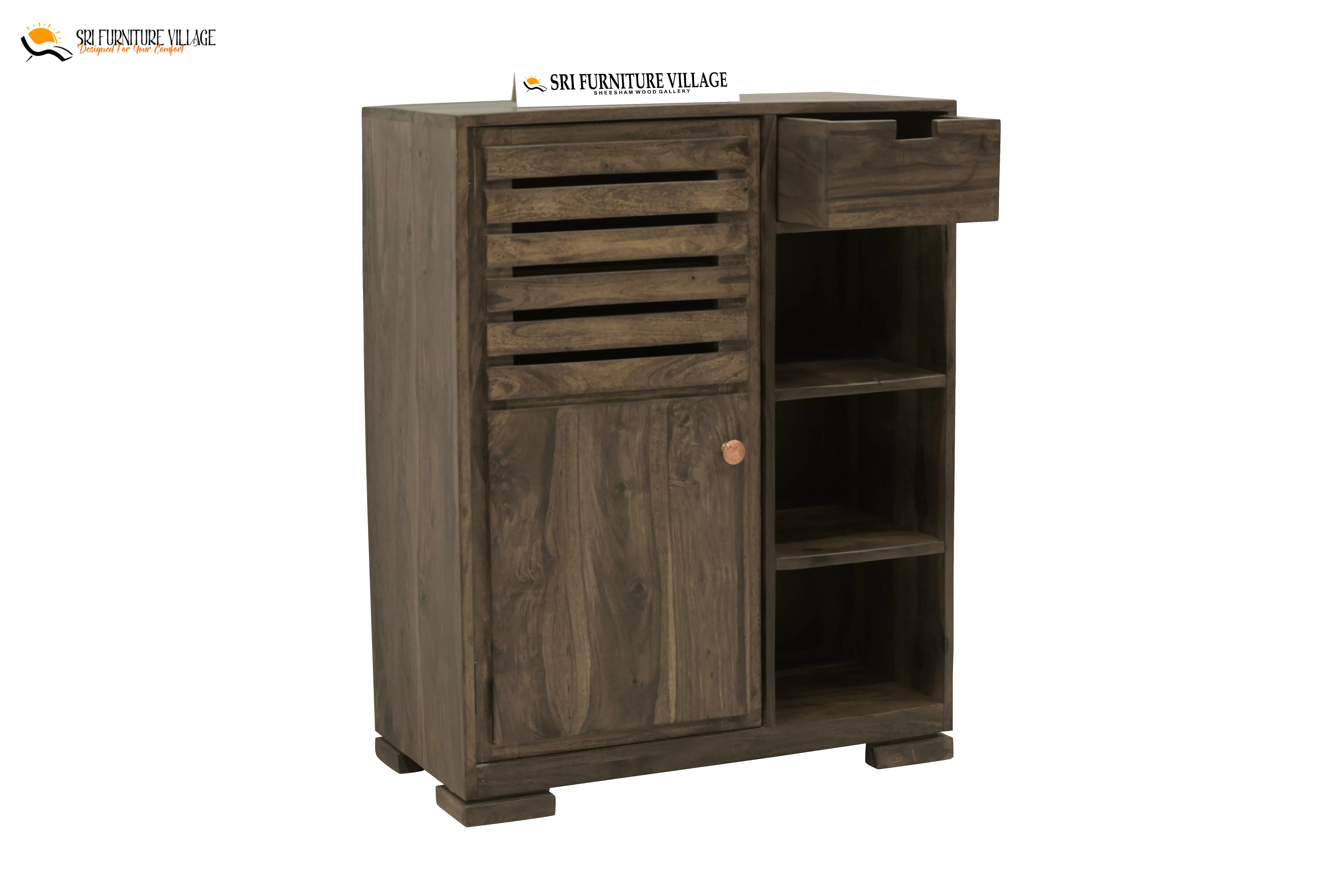 Sheesham Wood Alex Shoes Rack (Natural Finish) - VH1002
