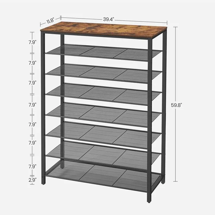 Shoe Rack, Shoe Organizer for Closet, Entryway, 32-40 Pairs of Shoes, 8-Tire, 39.4 x 11.8 x 59.8 Inches