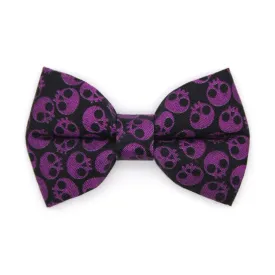 Skull Cat Bow Tie - "Lydia" - Edgy Purple Bow Tie for Cat / Halloween, Goth, Witchy, Emo / Cat   Small Dog Bowtie
