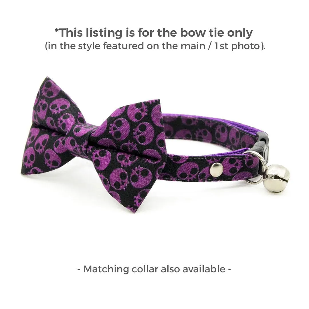 Skull Cat Bow Tie - "Lydia" - Edgy Purple Bow Tie for Cat / Halloween, Goth, Witchy, Emo / Cat   Small Dog Bowtie